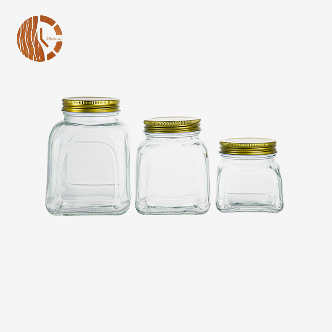 Multi-size Square Glass Food Containers with Gold Screw Lids